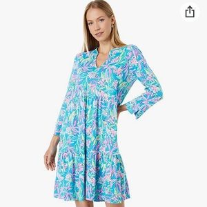 NWT Lilly Pulitzer Alaina Dress in Formentera Turquoise Keep On Beleafing 💖